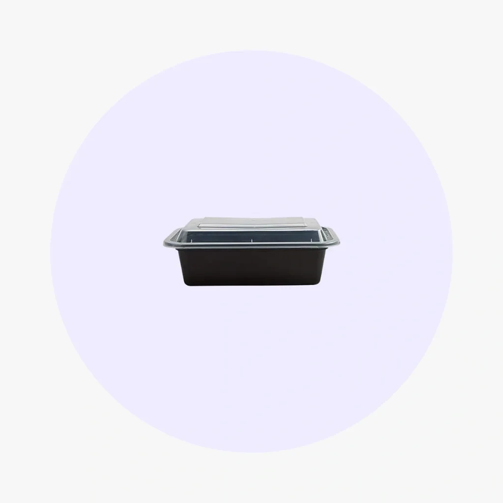 12oz Rectangle Black Meal Prep Containers With Lids
