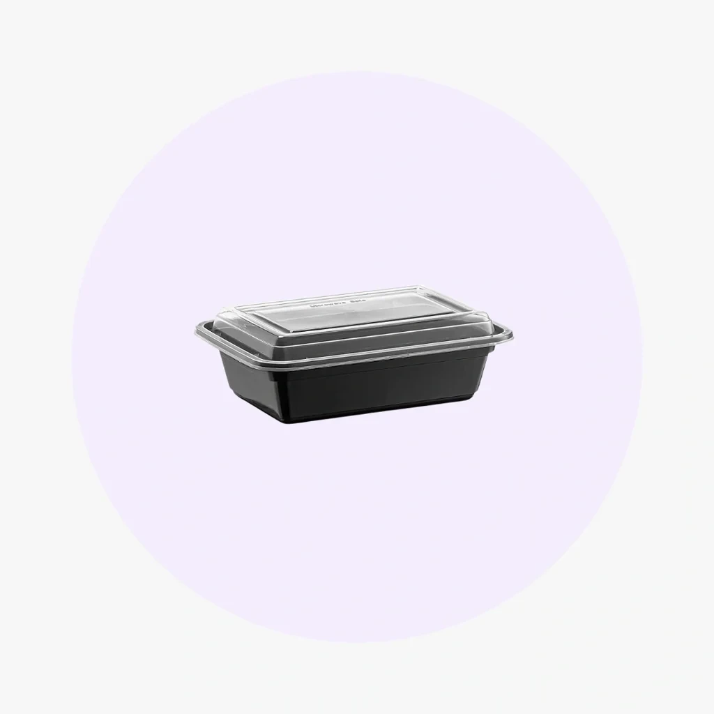 24oz Rectangle Black Meal Prep Containers With Lids