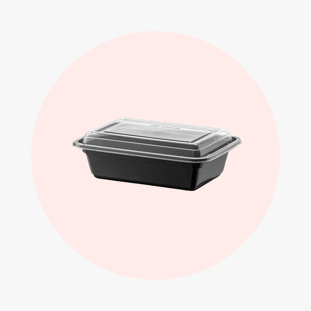 28oz Rectangle Black Meal Prep Containers With Lids