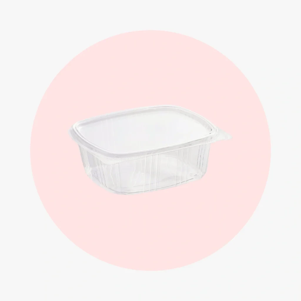 32 oz Clear Tamper-Evident Hinged Container With Flat Lid