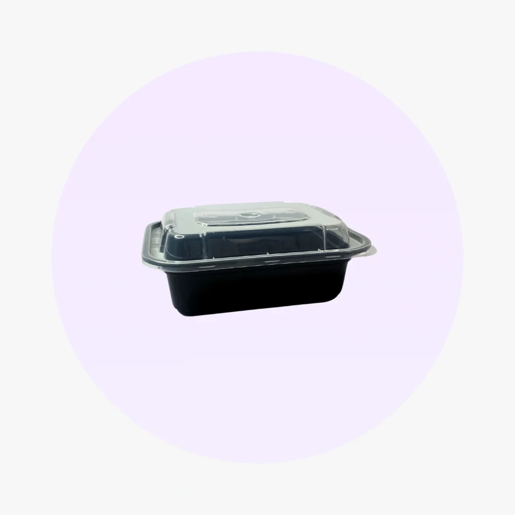 58oz Rectangle Black Meal Prep Containers With Lids