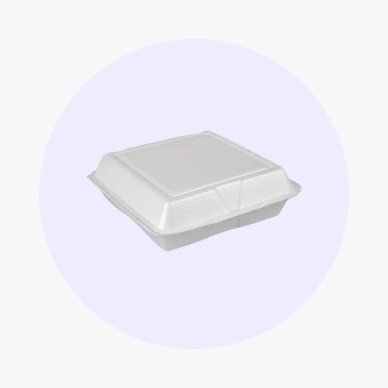 9 1/2" x 9" x 3" White Foam Take Out Container with Hinged Lid